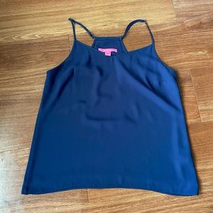Lilly Pulitzer navy strappy cami size Med. GREAT drape, great flowy material!